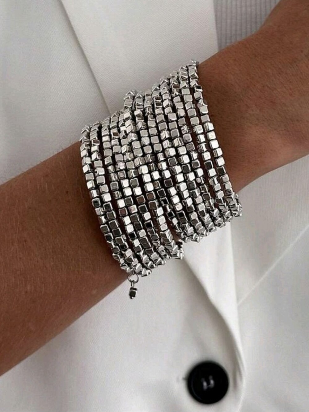 Silver Multi-Strand Beaded Wrap Bracelet - Women Jewelry